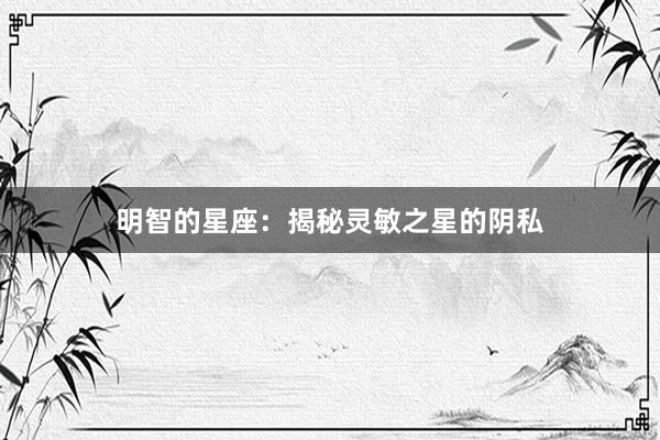 明智的星座:揭秘灵敏之星的阴私